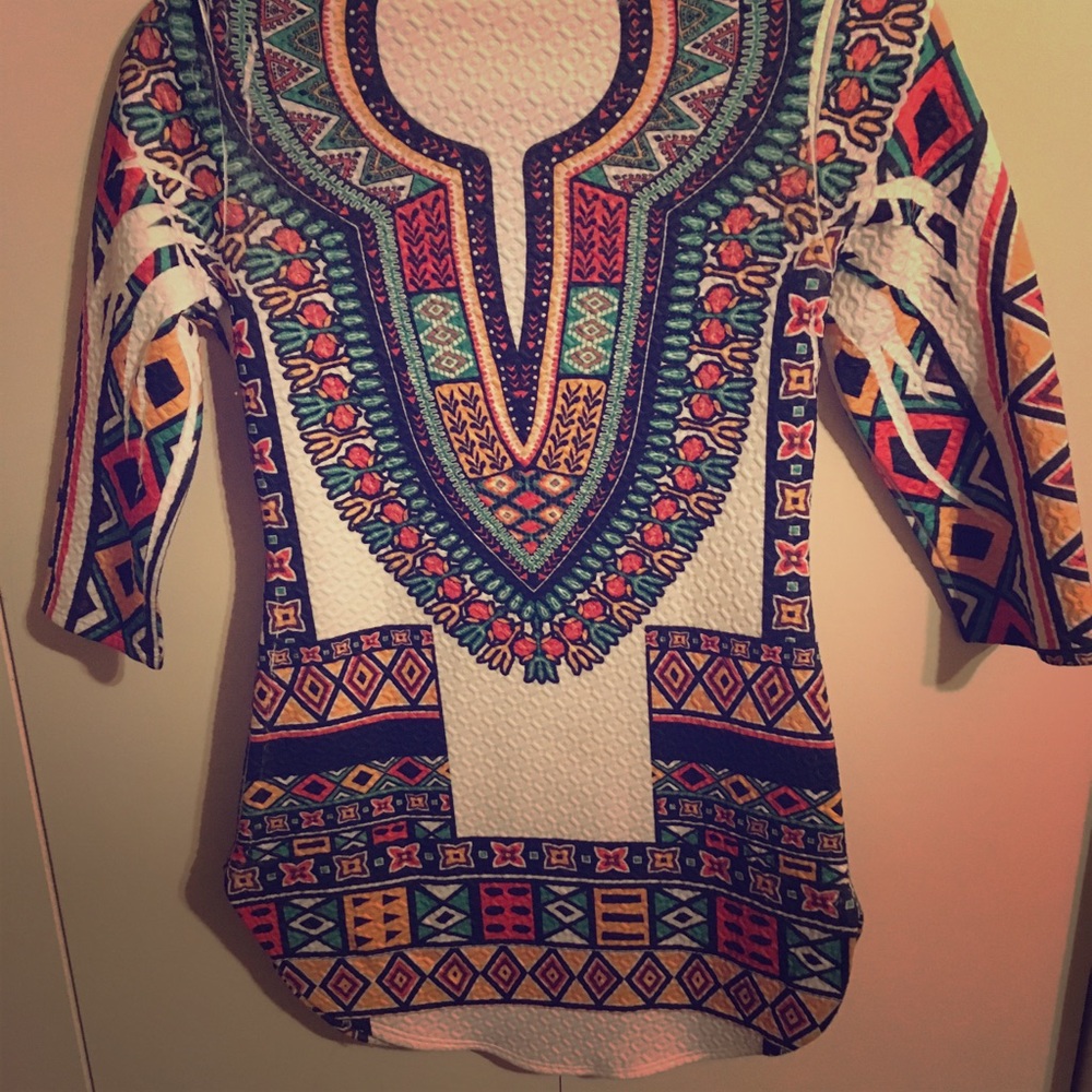 Rainbow Tribal Print Dress Shirt